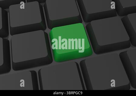 Black keyboard with green key Stock Photo