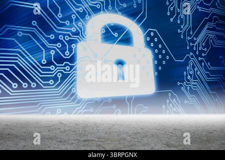 Security graphic in desert setting Stock Photo