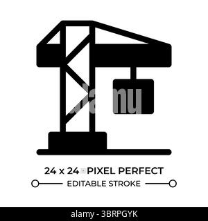 Tower crane glyph ui icon Stock Vector