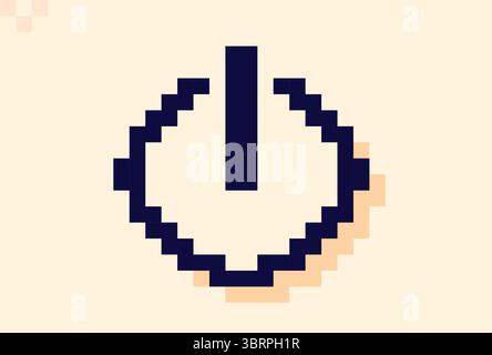8-bit dark power off icon. Stock Vector