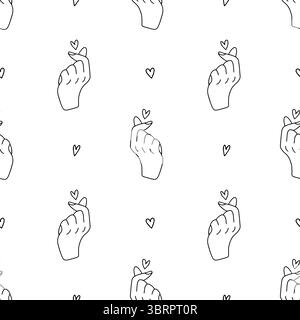Hand makes a heart gesture seamless pattern Stock Vector