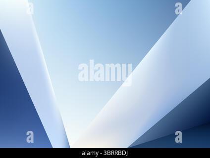 abstract design showing clean intersecting blue and white planes with subtle gradients captured as a modern geometric background ideal for tech presen Stock Vector