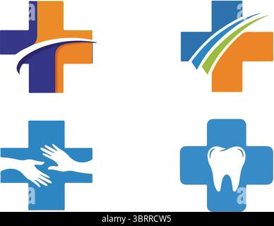 Set of medical cross icons for healthcare and pharmacy concepts Stock Vector