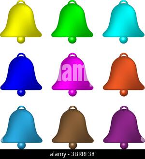 Colorful Notification Bell Icons - Variety Pack for Alerts and Reminders Stock Vector