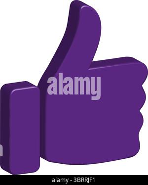 Purple Thumbs Up Icon - Like and Approval Symbol Stock Vector
