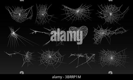 Halloween old spooky cobweb with various sizes and shapes. Stock Vector