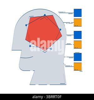 AI-driven analytics doodle illustration concept Stock Vector