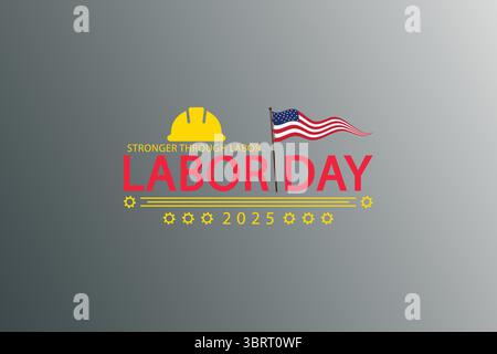 Yellow Helmet Labor Day Design and Twin Flag Stock Vector