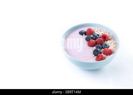 Healthy smoothie bowl with berries isolated on white background Stock Photo