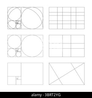 Golden ratio icon set. Method golden section. Fibonacci array, numbers ...