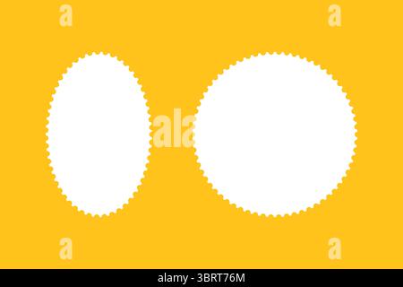 Postage round stamp frames. Empty borders for postcards, letters. White oval vintage stamps. Tags, labels, coupons, stickers with curvy, wiggly, wavy Stock Vector