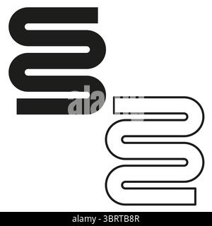 Minimal letter S. Bold outline icon. Thick thin Vector. Clean flat symbol. Stock Vector