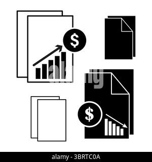 Financial document icon. Growth chart symbol. Money paper Vector. Business report illustration. Stock Vector