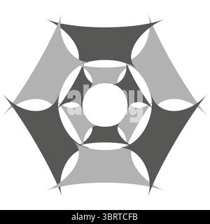 Hexagon abstract shape. Geometric shade pattern. Interlocking vector element. Modern visual artwork Stock Vector