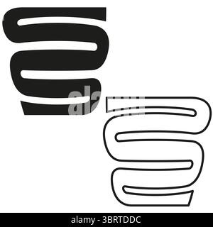 Rounded letter S. Smooth curve icon. Bold solid Vector. Balanced form symbol. Stock Vector