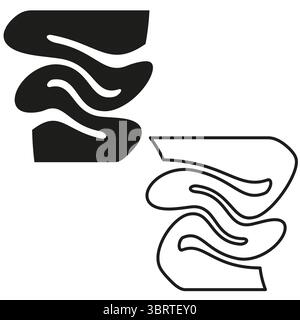Wavy letter S. Fluid stripe icon. Dynamic curve Vector. Dual style outline. Stock Vector