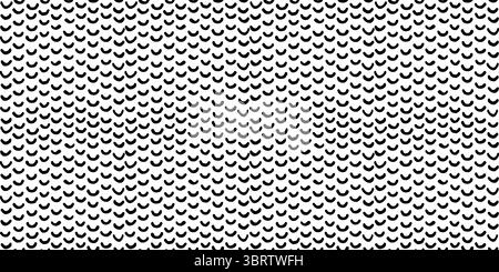Horizontal fish scale seamless pattern in black and white. Vector seamless abstract background with Irregular hand drawn zig zag lines. Perfect for Stock Vector