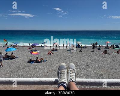 Nice in southern France, the beach. Stock Photo