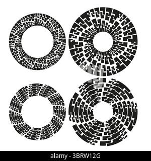 Pixel ring icon. Digital circle pattern. Geometric maze Vector. Futuristic loop. Stock Vector