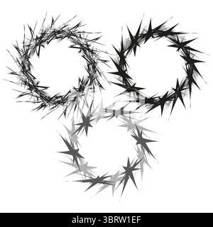 Star wreath abstract. Sharp spike elements. Explosive vector art. Dynamic circle frame. Stock Vector