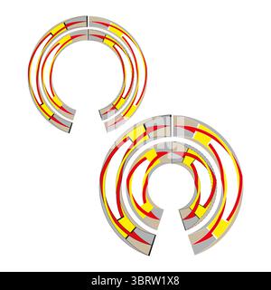 Half circle shapes. Segmented ring elements. Bright color illustration. Vector graphic abstract. Stock Vector