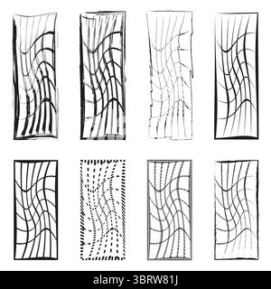Abstract wavy patterns. Distorted line textures. Organic ripple forms. Vector grunge elements. Stock Vector