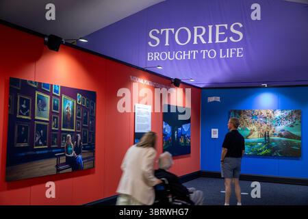 UK, England, Salford, MediaCityUK, NPG, Stories Brought to Life experience entrance interior Stock Photo