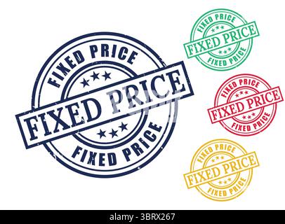 A Fixed Price Grunge Rubber Stamp Collection, Set Price Vector Design Stock Vector