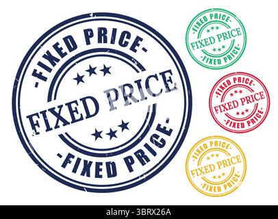 A Non-Negotiable Price Stamp Collection, Fixed Rate Grunge Vector Icons Stock Vector