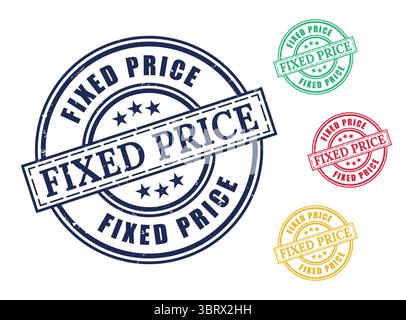A Locked Price Grunge Stamp Bundle, Fixed Rate Vector Label Collection Stock Vector