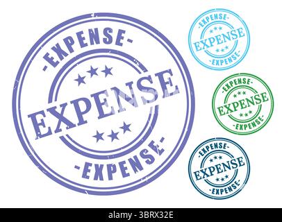 A Budget Expense Badge Collection, Grunge Style Financial Management Stamps Stock Vector