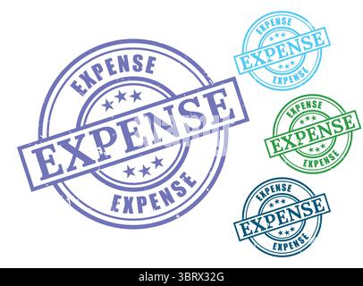 A Expense Grunge Rubber Stamp Collection, Cost Management Vector Set Stock Vector