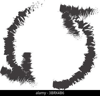 Circular Brush Stroke Arrows. Loop Directional Graphic, Vector Illustration Stock Vector