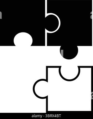 Set of black and white puzzle pieces isolated on white background ...