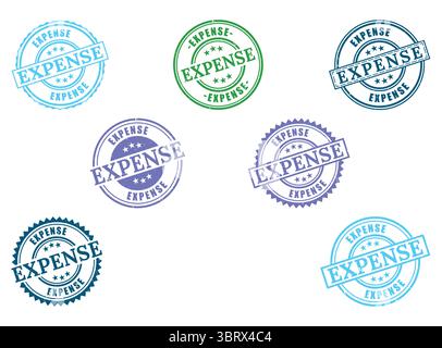 A Diverse Expense Grunge Rubber Stamp Collection, Financial Cost Vector Set Stock Vector