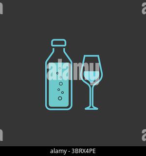 Flat bottle web app icon on dark grey background, Vector Illustration Stock Vector