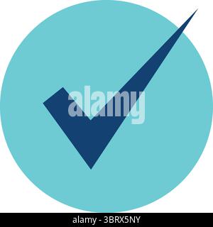 Blue circle with check mark icon isolated on transparent background Stock Vector