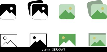 Gallery icon set. image symbol. photo gallery sign and symbol. color Picture signs. Photograph button. Painting frame concept, Vector Illustration Stock Vector