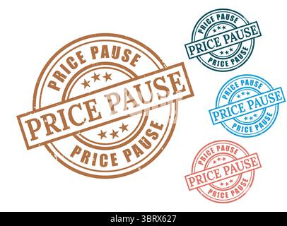 A Price Pause Grunge Rubber Stamp Collection, Price Freeze Vector Set Stock Vector