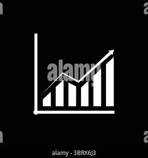 Graph with trend arrow going up icon on black background. vector eps 10 Stock Vector