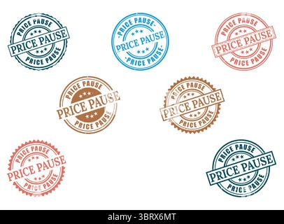A Diverse Price Pause Grunge Rubber Stamp Collection, Price Freeze Vector Set Stock Vector