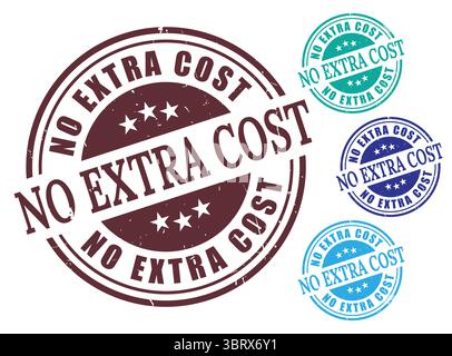A Free of Charge Stamp Vector Set, Grunge Rubber No Extra Fees Label Pack Stock Vector