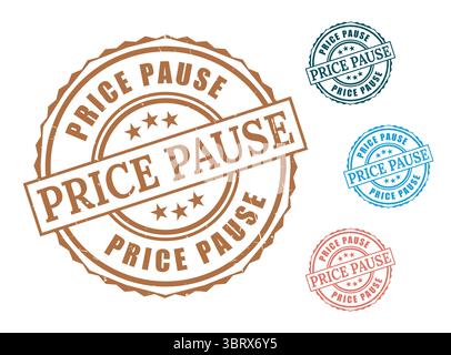 A Temporary Price Halt Stamp Collection, Grunge Rubber Vector Labels Stock Vector