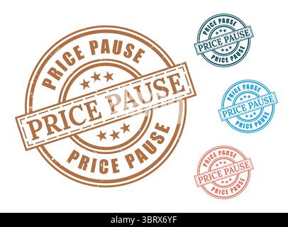 A Fixed Price Freeze Stamp Set, Grunge Rubber Price Pause Icons Stock Vector