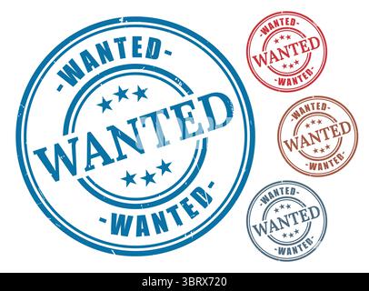 A Top Wanted Badge Collection, Grunge Style Sought-After Item Stamp Set Stock Vector