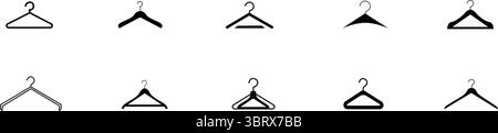 Clothes hanger icon. Set of clothes hanger vector icons. Hanger for cloakroom or closet. Hang for coat, shirt or suit. Clothes hanger collection Stock Vector