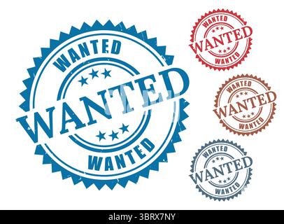A Wanted Label Vector Set, Grunge Rubber Searched Product Stamp Icons Stock Vector