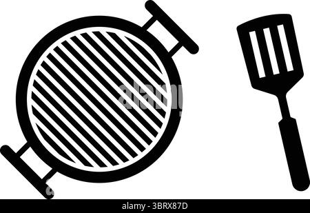 Grill flat Barbecue icon, Grill fork, vector illustration isolated on transparent background. Stock Vector