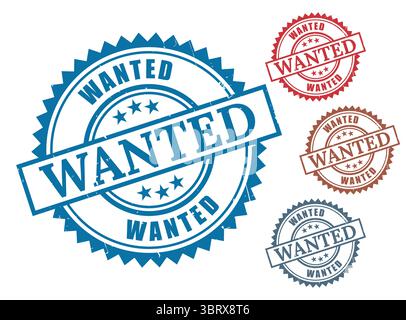 A In Demand Stamp Set, Grunge Rubber Wanted Item Label Collection Stock Vector