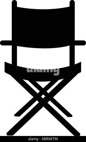 Director chair black silhouette vector, Director Chair Silhouette Vector, Simple Sun lounger Silhouette, chair silhouette vector illustration Stock Vector